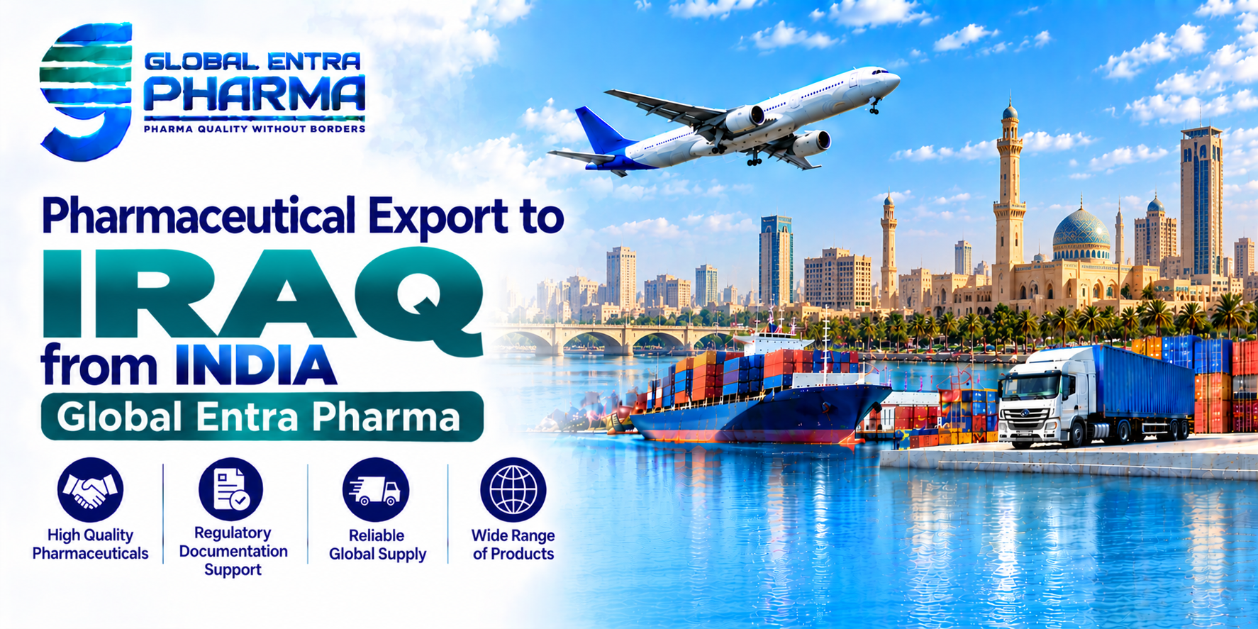 Pharmaceutical Export to Iraq from India | Global Entra Pharma
